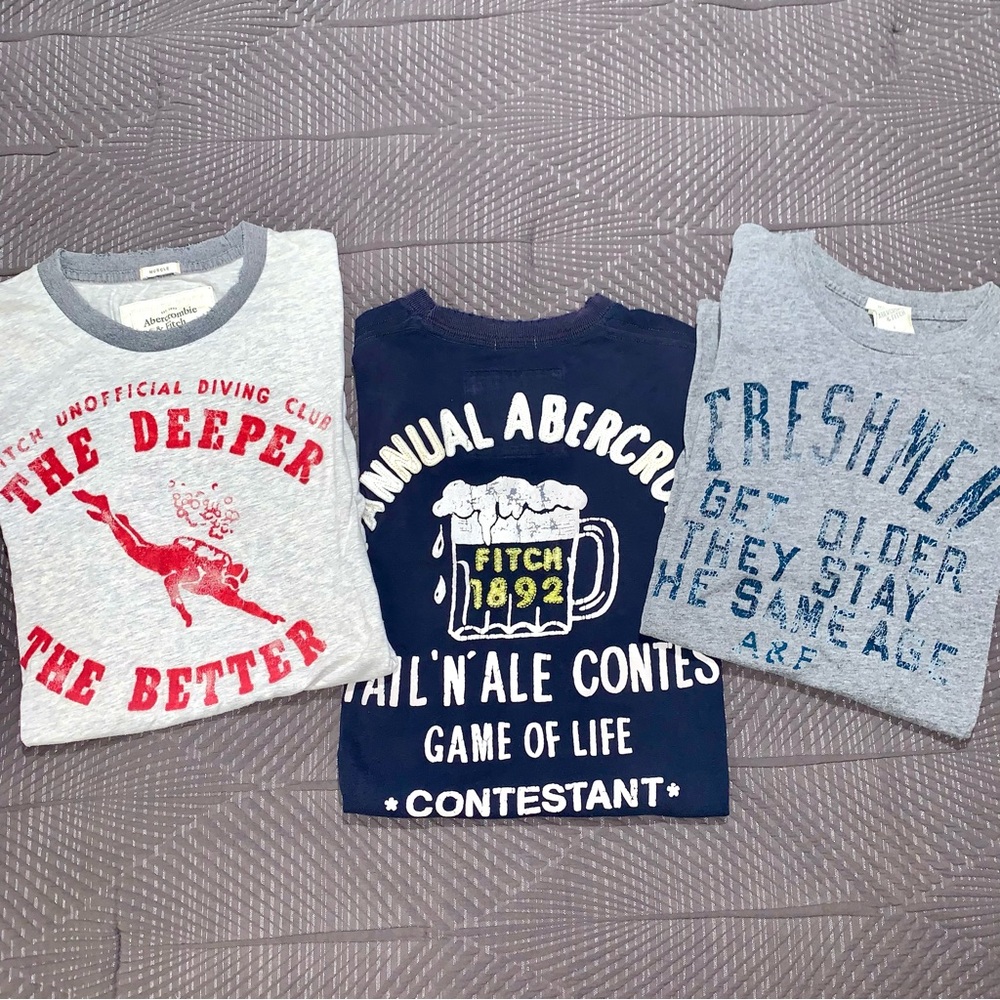 VINTAGE Abercrombie & Fitch Funny Offensive T-shirts Short Sleeve Tee Shirts LOT